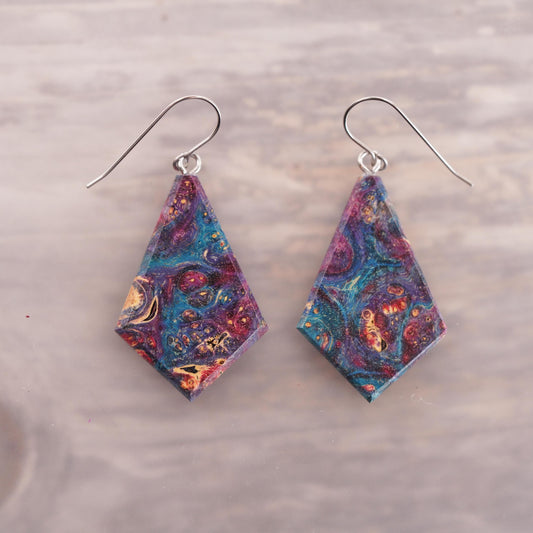 Colorful Dyed Burl Wood Teardrop Earrings