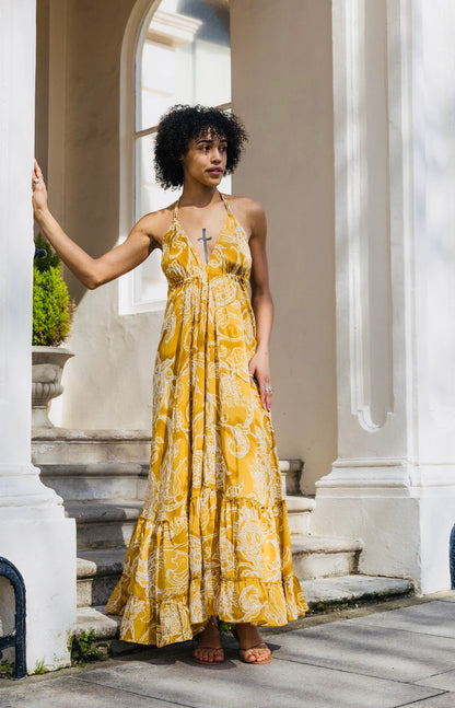 Boho Gold Infinity Maxi Dress 