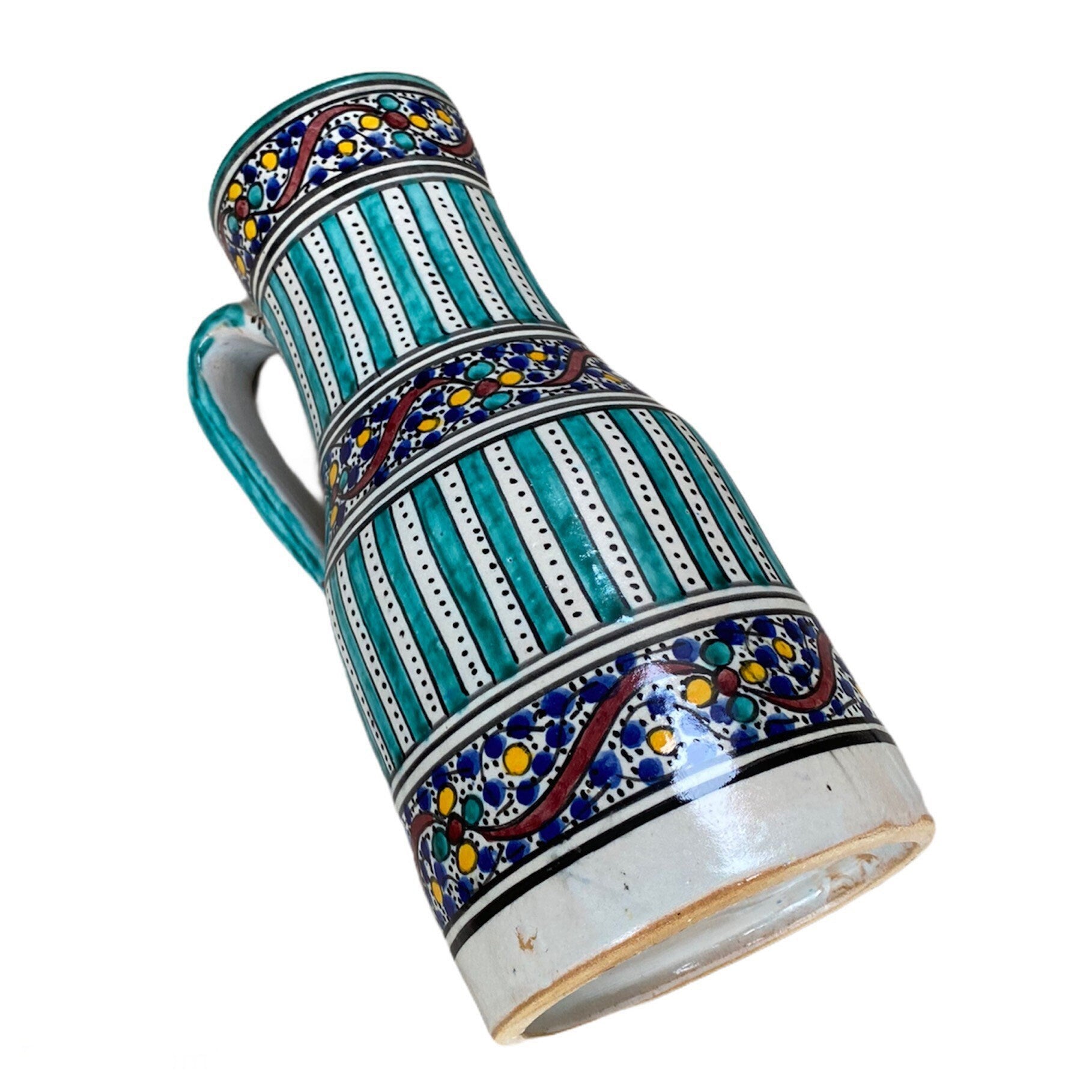 Handmade and Hand-Painted Moroccan Pottery Pitcher