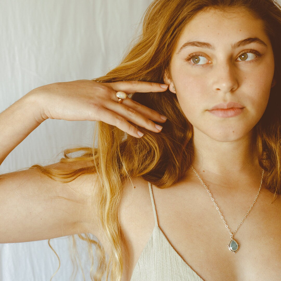 Aquamarine Teardrop Pendant Necklace