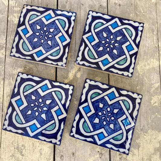 Blue Handmade, Hand-Painted Tiles