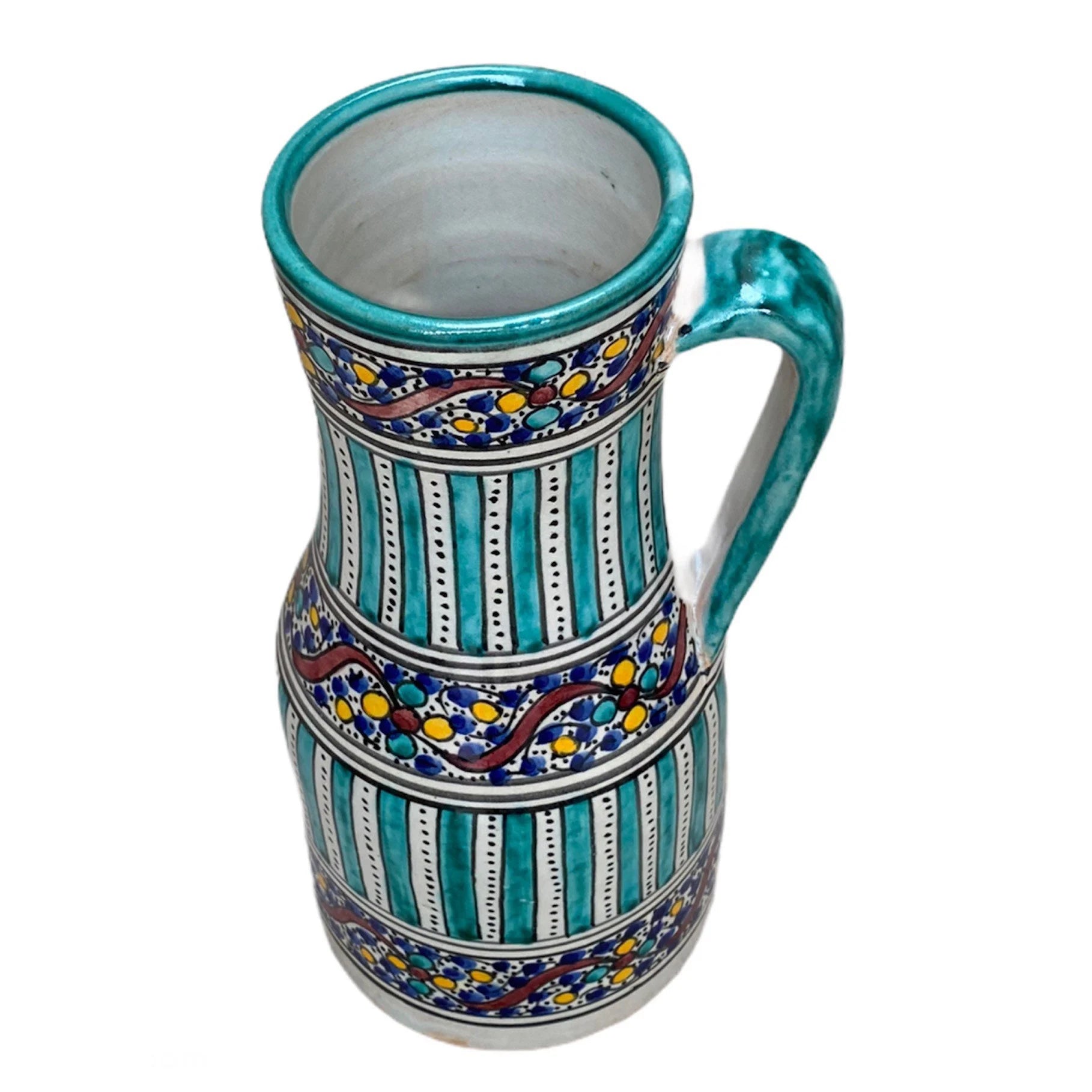 Handmade and Hand-Painted Moroccan Pottery Pitcher