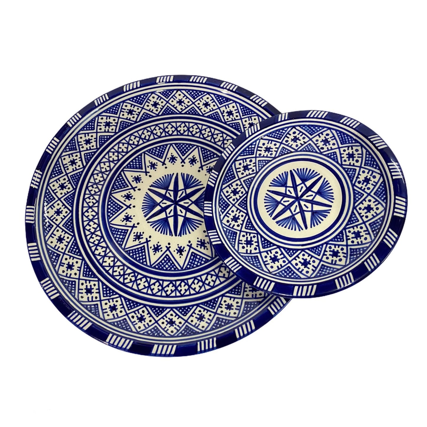 Handmade and Hand-Painted Moroccan Star Ceramic Plates