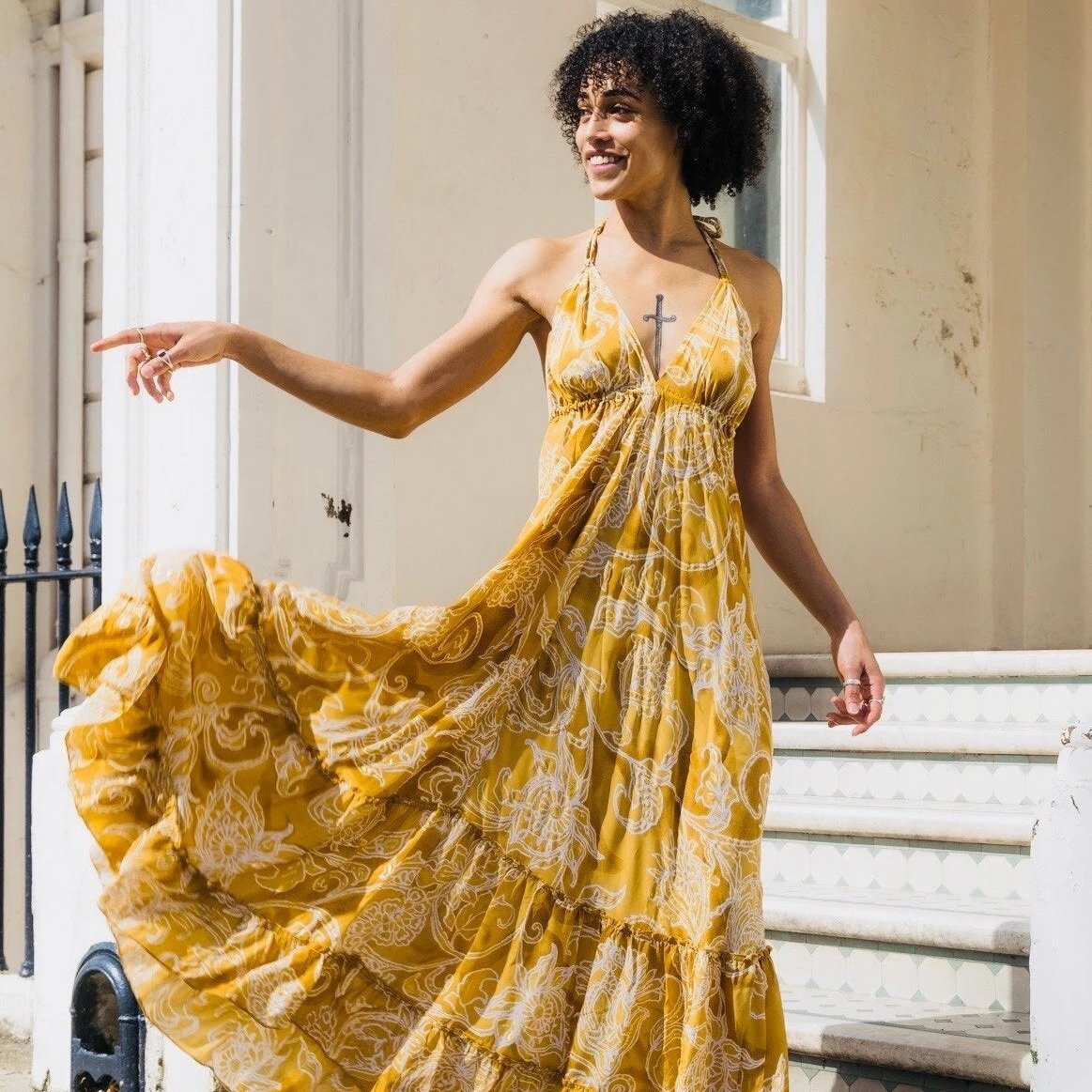 Boho Gold Infinity Maxi Dress 