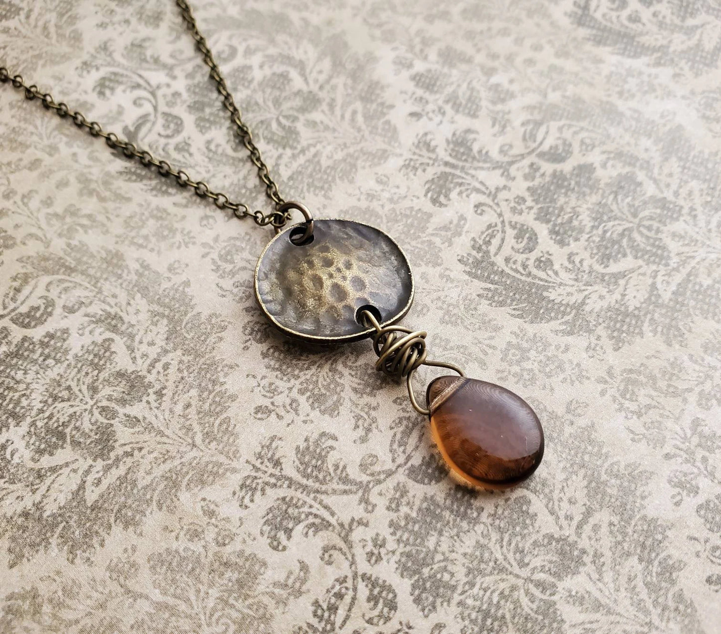 Smoky Brown Czech Glass Boho Necklace