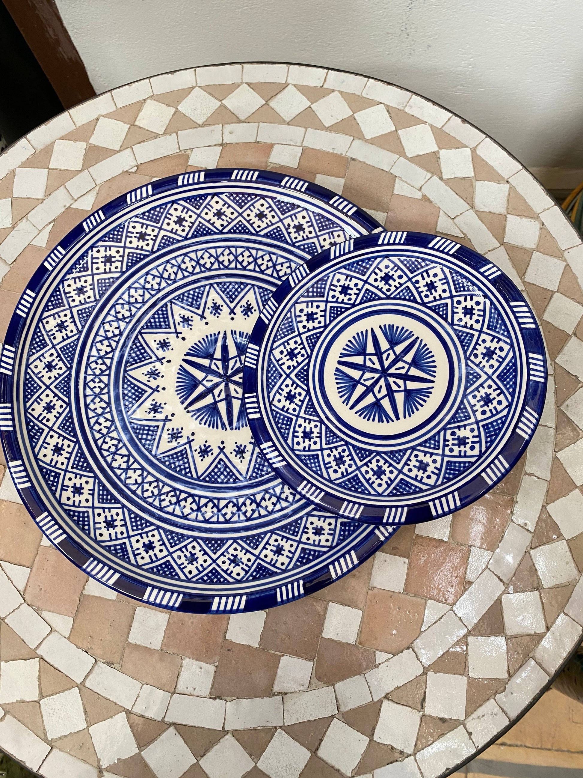 Handmade and Hand-Painted Moroccan Star Ceramic Plates