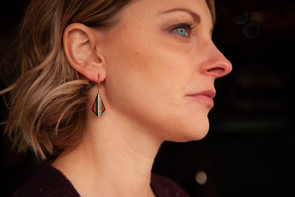 Recycled Copper and Turquoise Teardrop Earrings