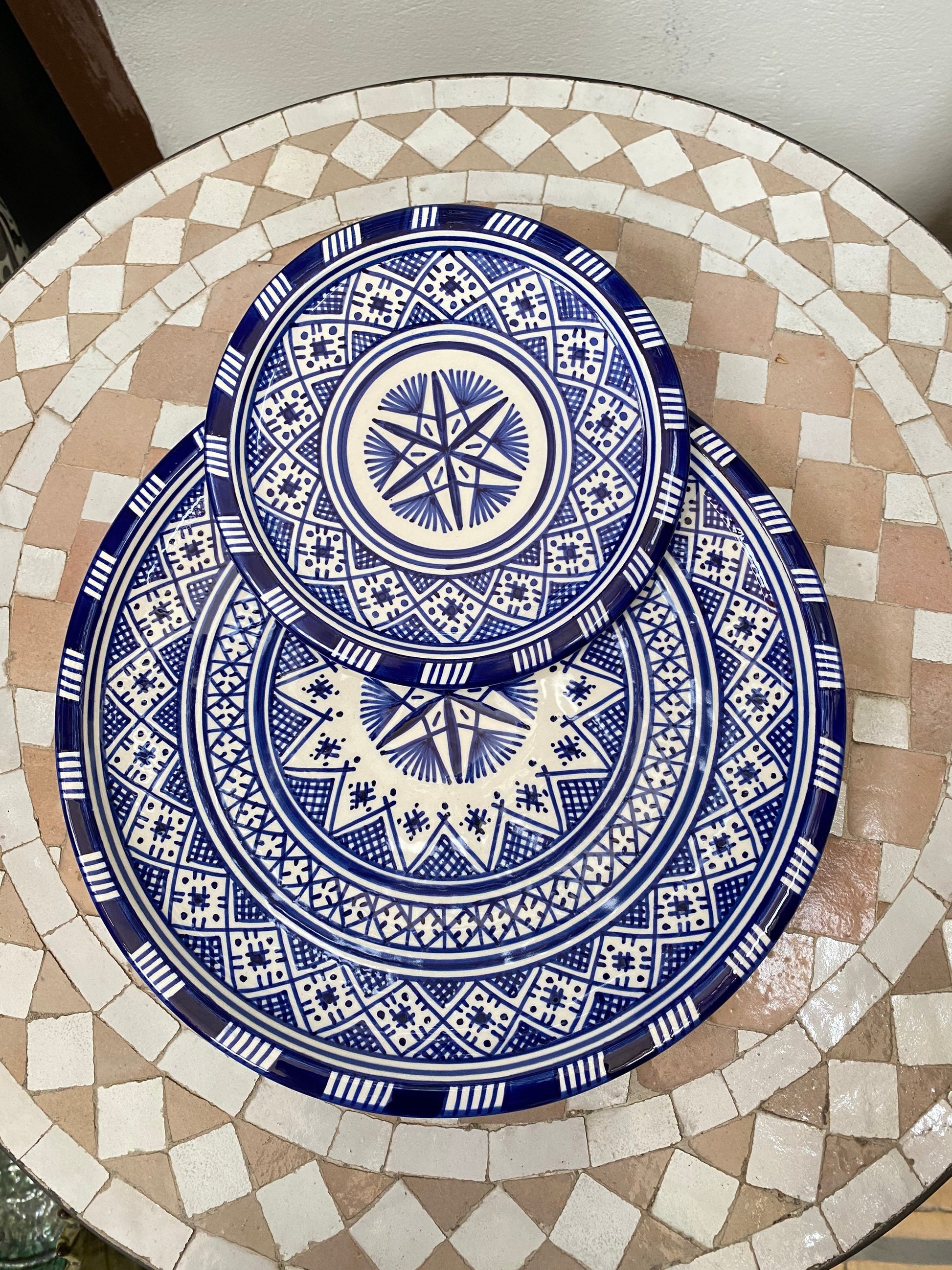 Handmade and Hand-Painted Moroccan Star Ceramic Plates