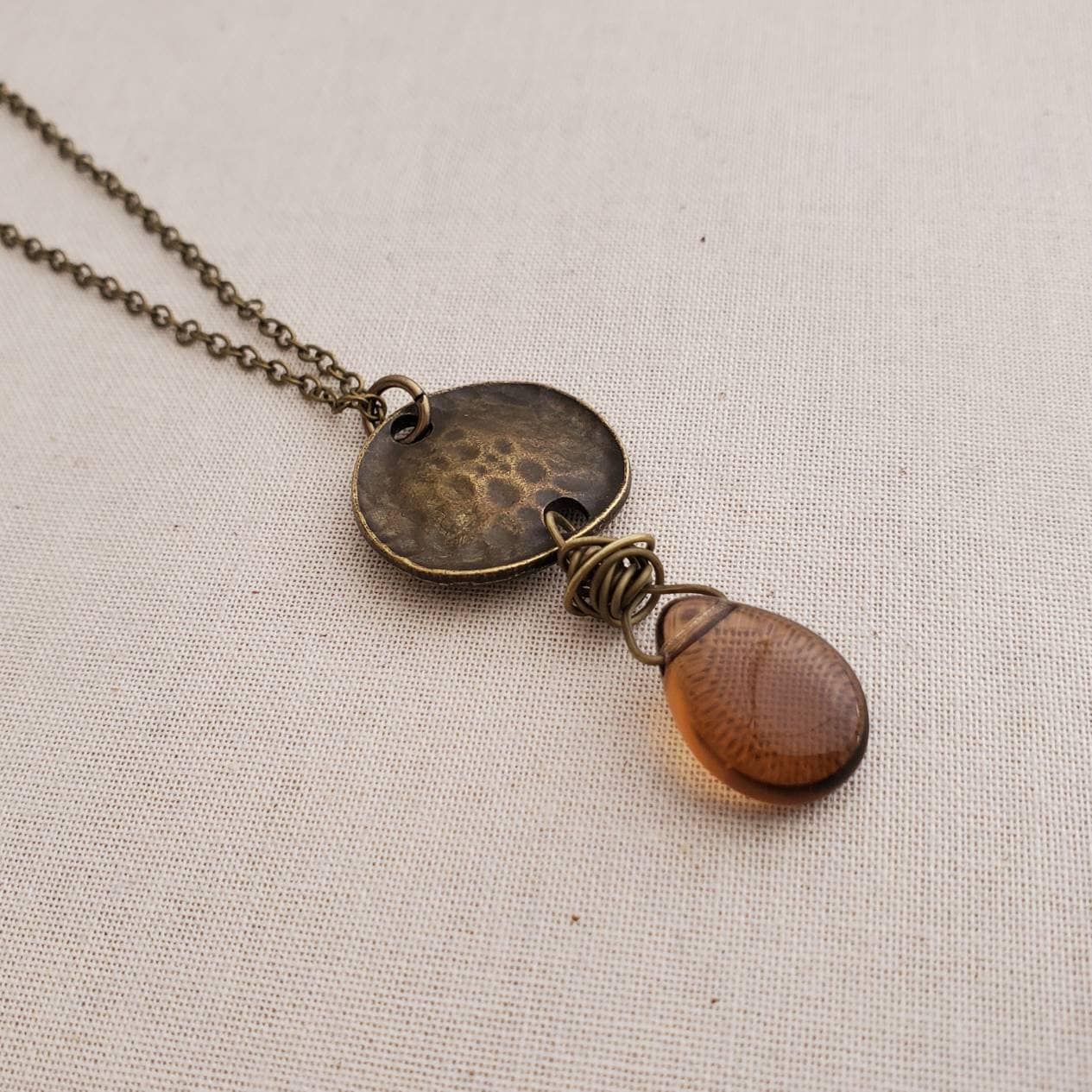 Smoky Brown Czech Glass Boho Necklace