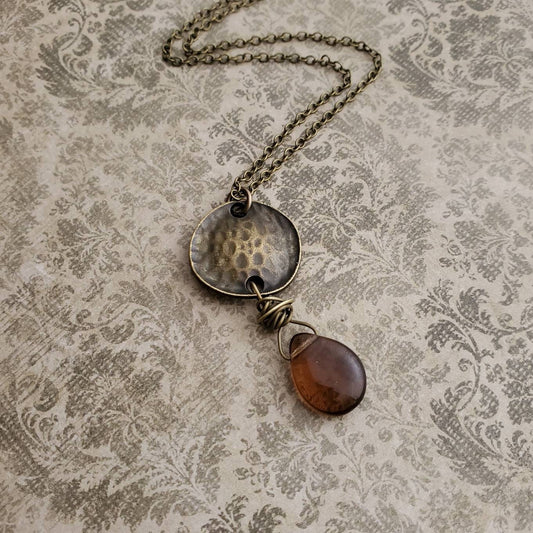 Smoky Brown Czech Glass Boho Necklace