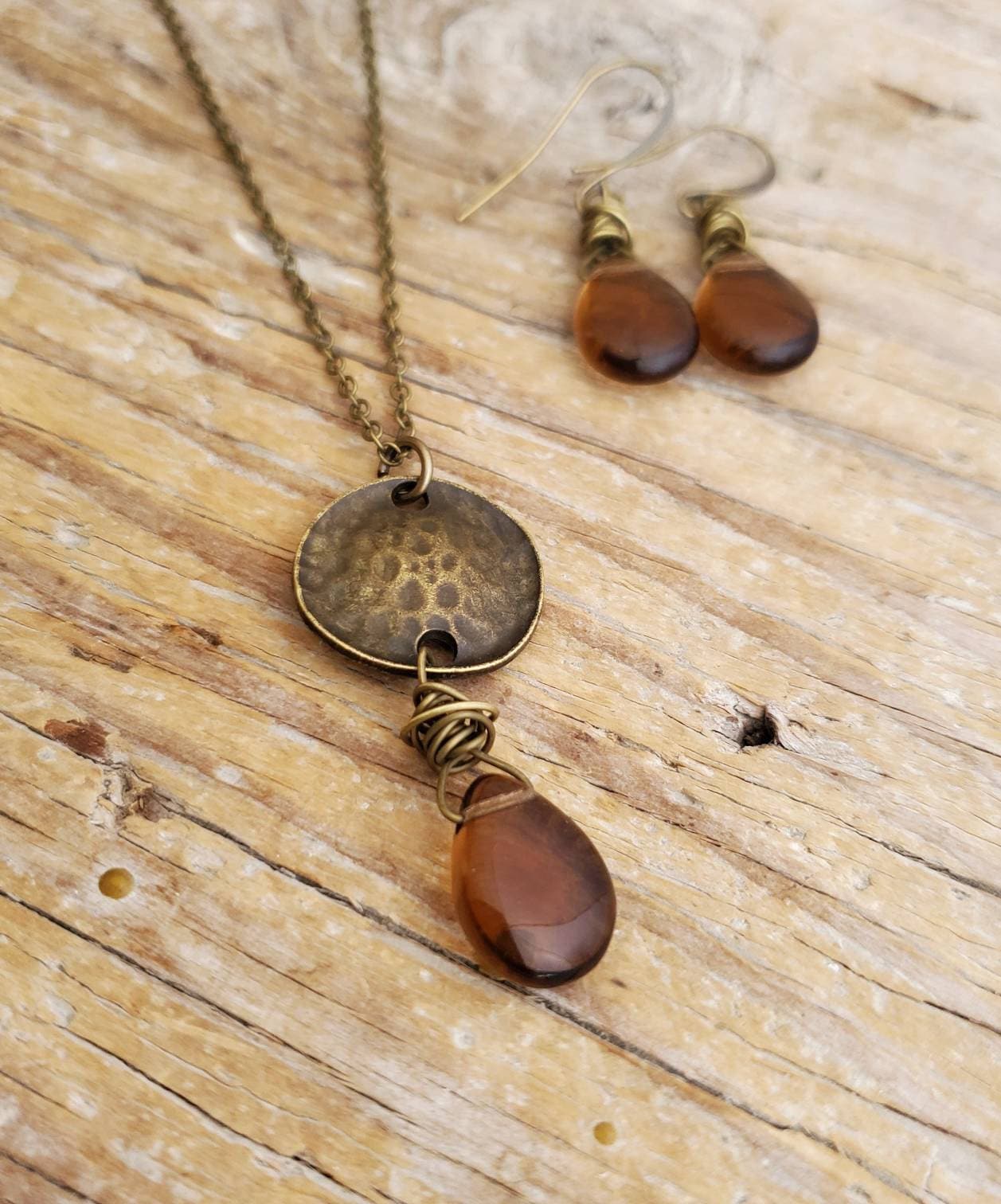Smoky Brown Czech Glass Boho Necklace