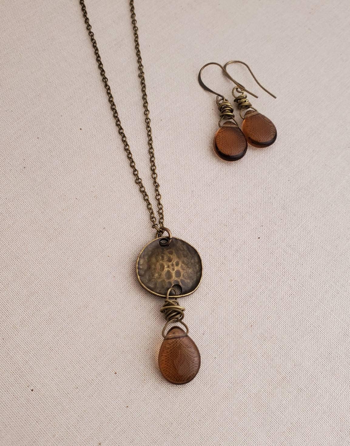 Smoky Brown Czech Glass Boho Necklace