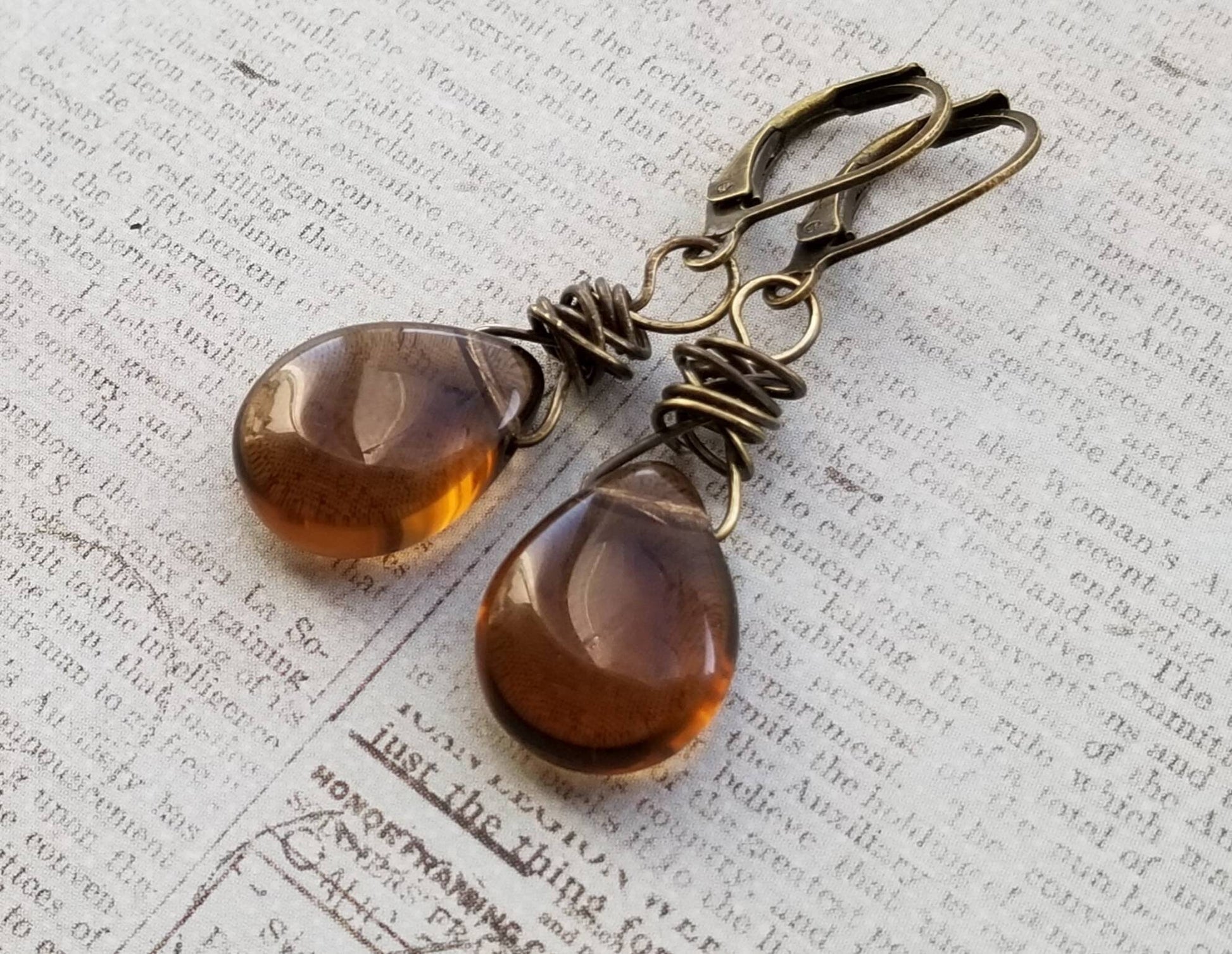 Smoky Brown Czech Glass Boho Necklace