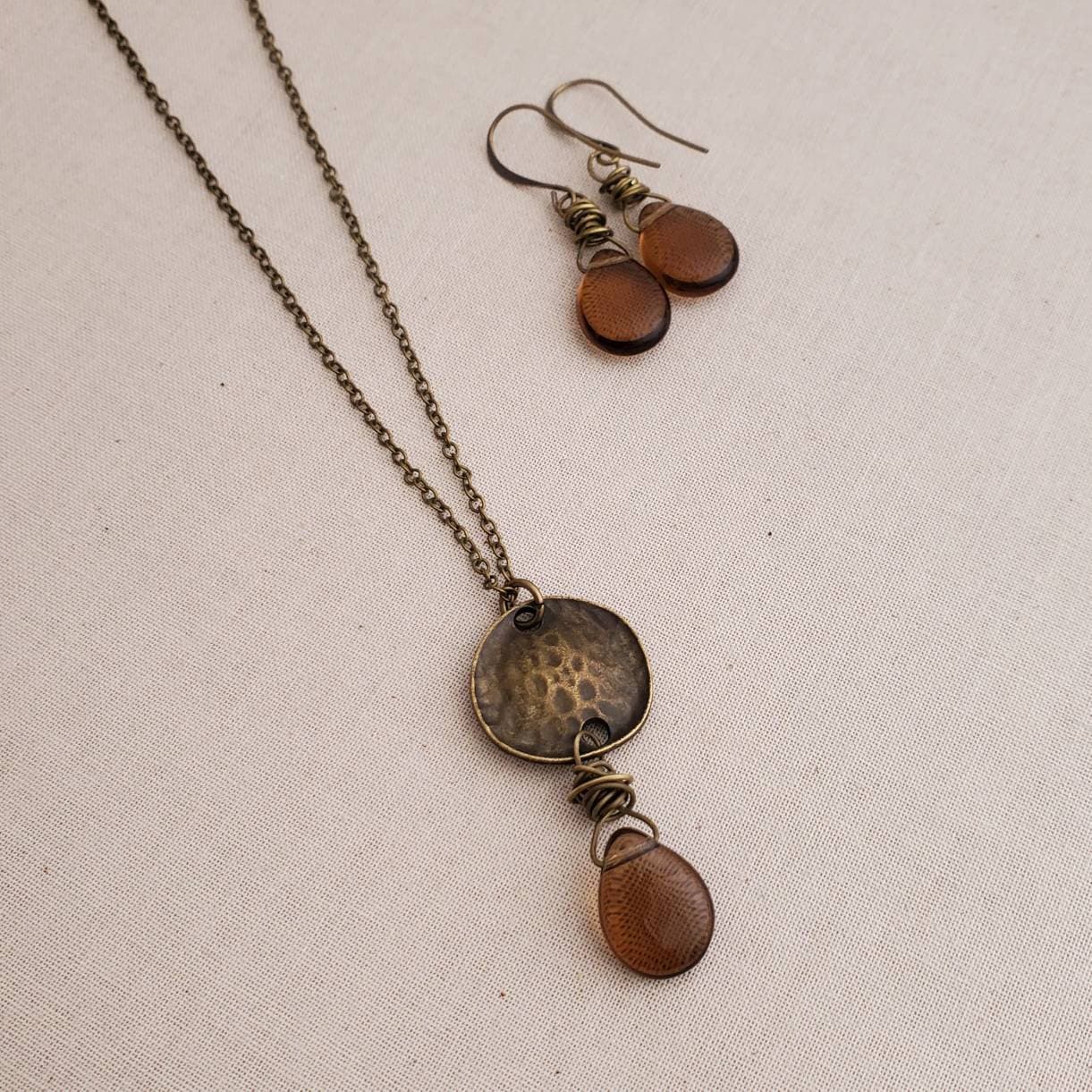 Smoky Brown Czech Glass Boho Necklace