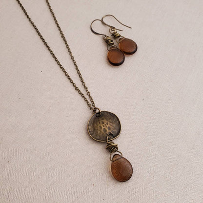Smoky Brown Czech Glass Boho Necklace