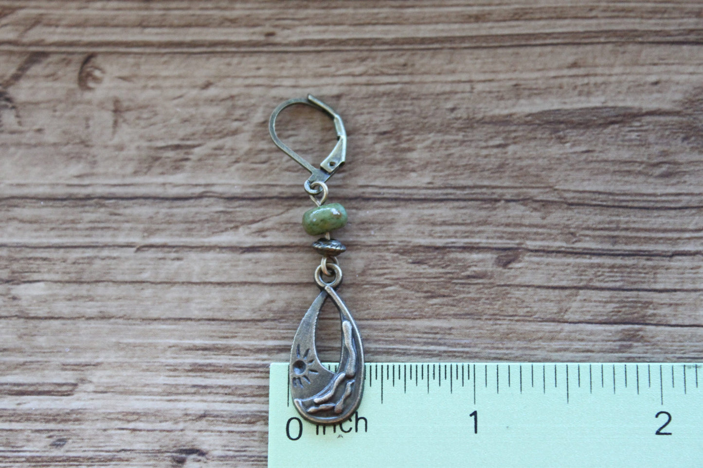 Emerald Brass Boho Earrings