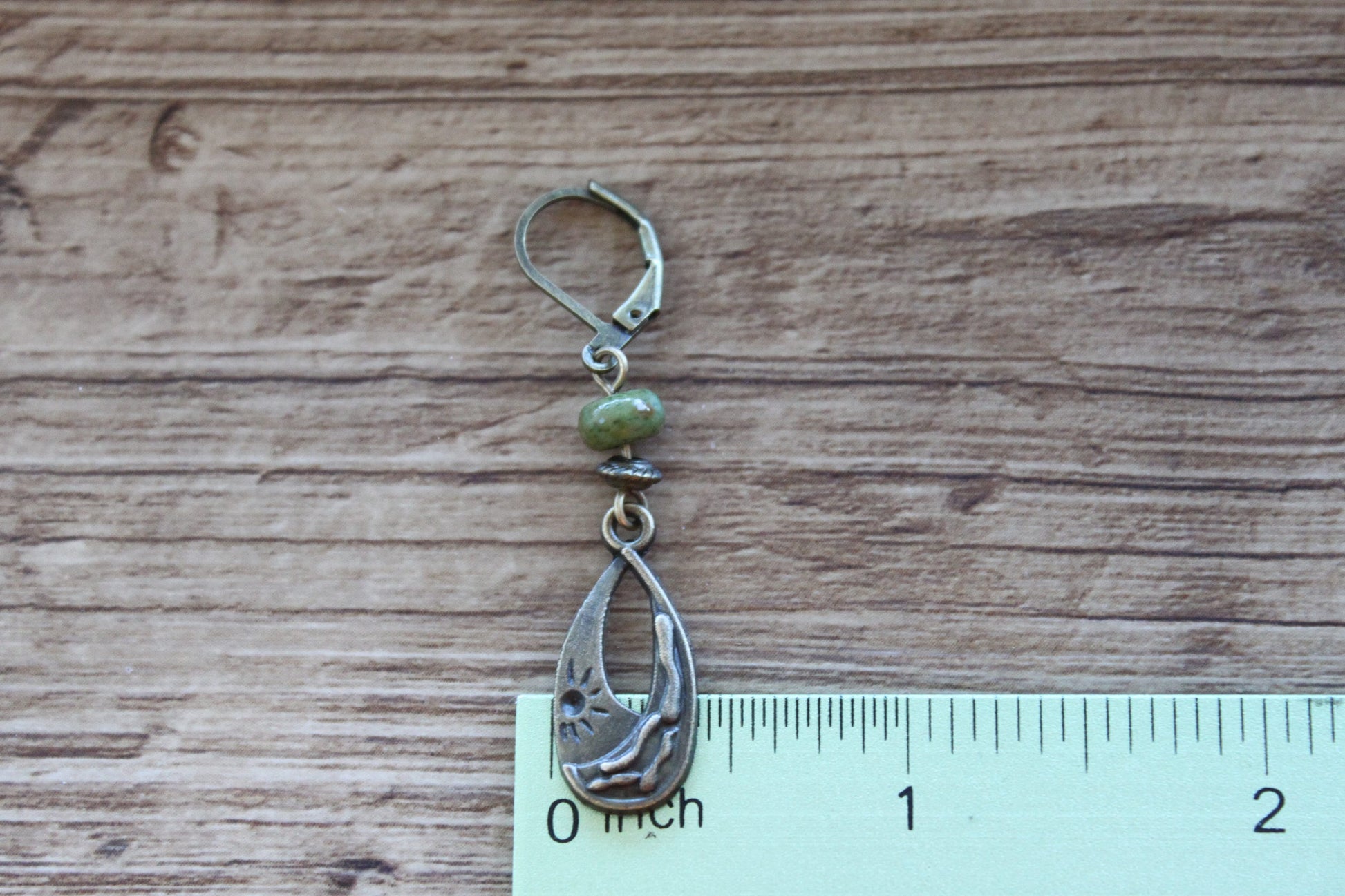 Emerald Brass Boho Earrings