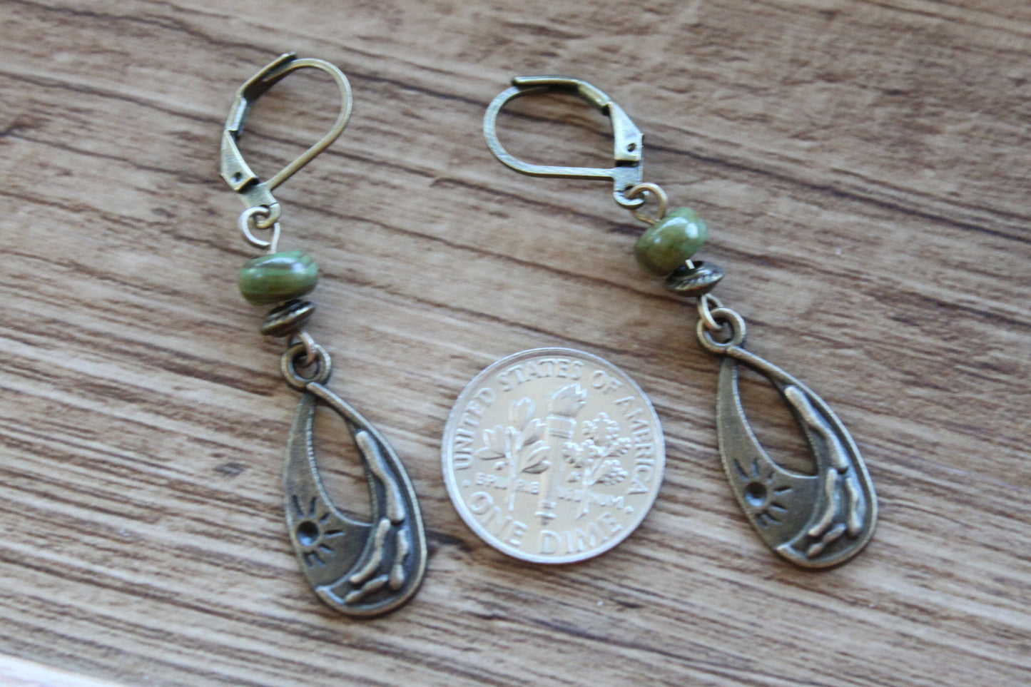 Emerald Brass Boho Earrings