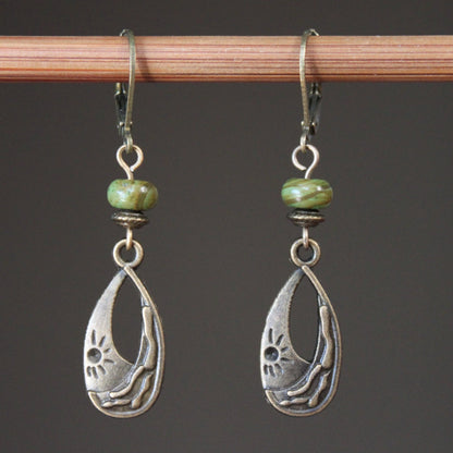 Emerald Brass Boho Earrings