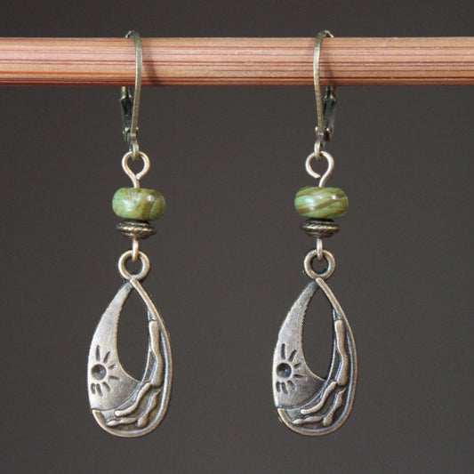 Emerald Brass Boho Earrings