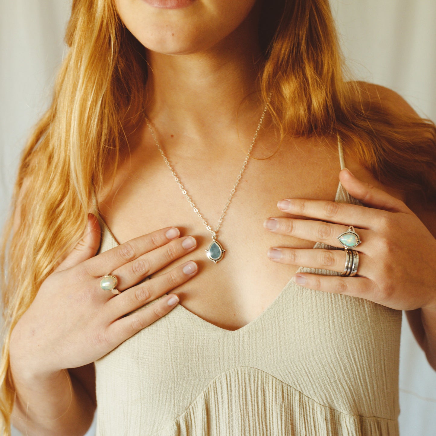 Aquamarine Teardrop Pendant Necklace