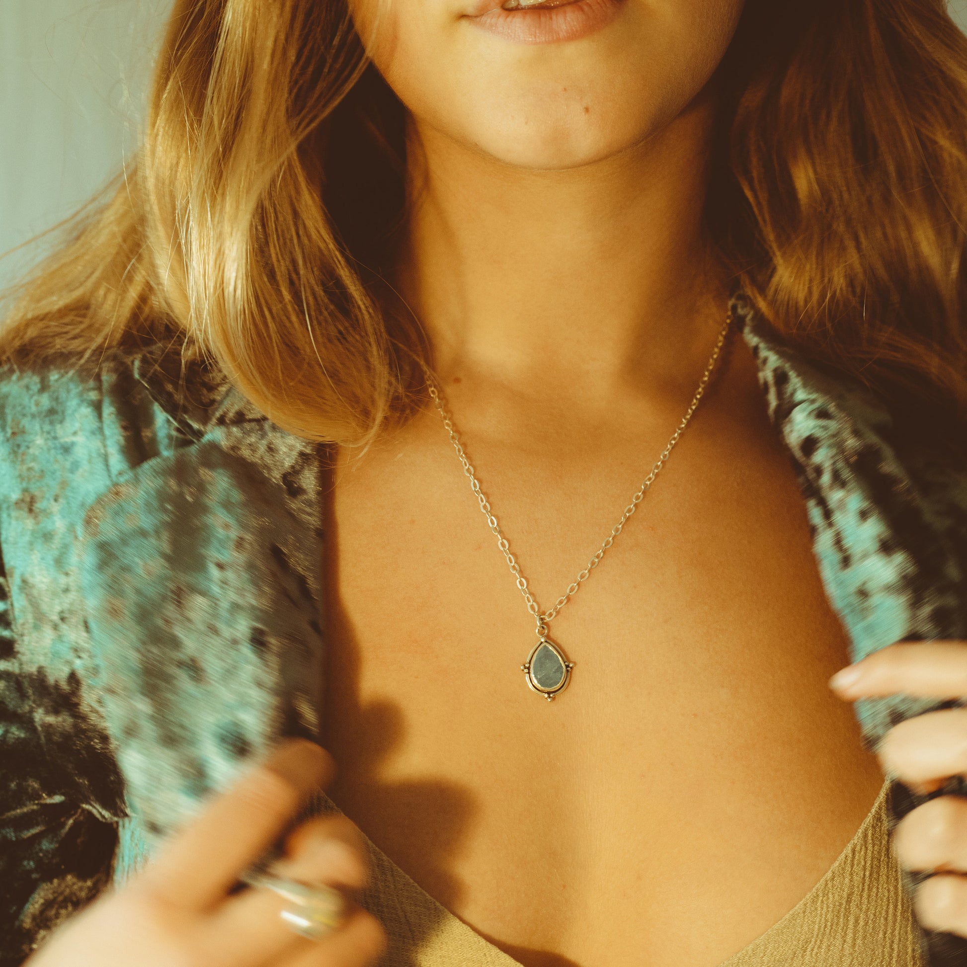 Aquamarine Teardrop Pendant Necklace