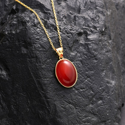 14K Gold Natural Carnelian Necklace