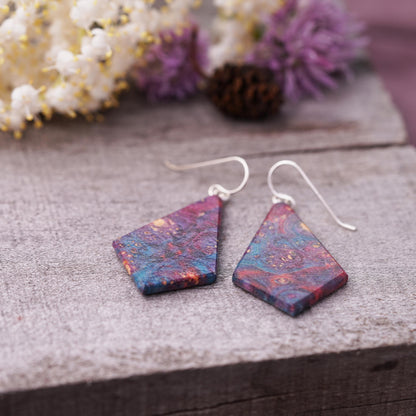 Colorful Dyed Burl Wood Teardrop Earrings