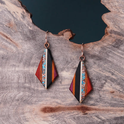 Recycled Copper and Turquoise Teardrop Earrings