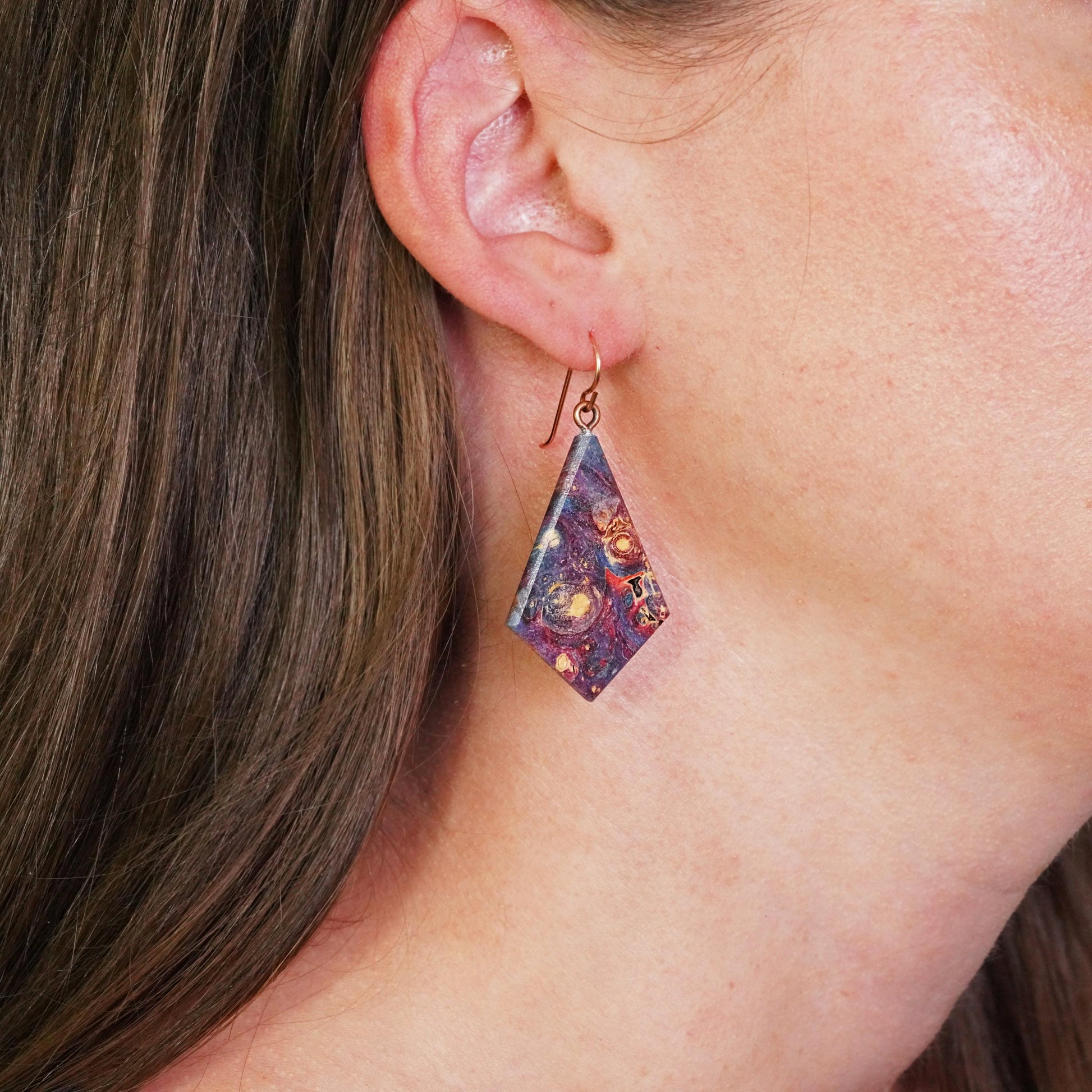 Colorful Dyed Burl Wood Teardrop Earrings