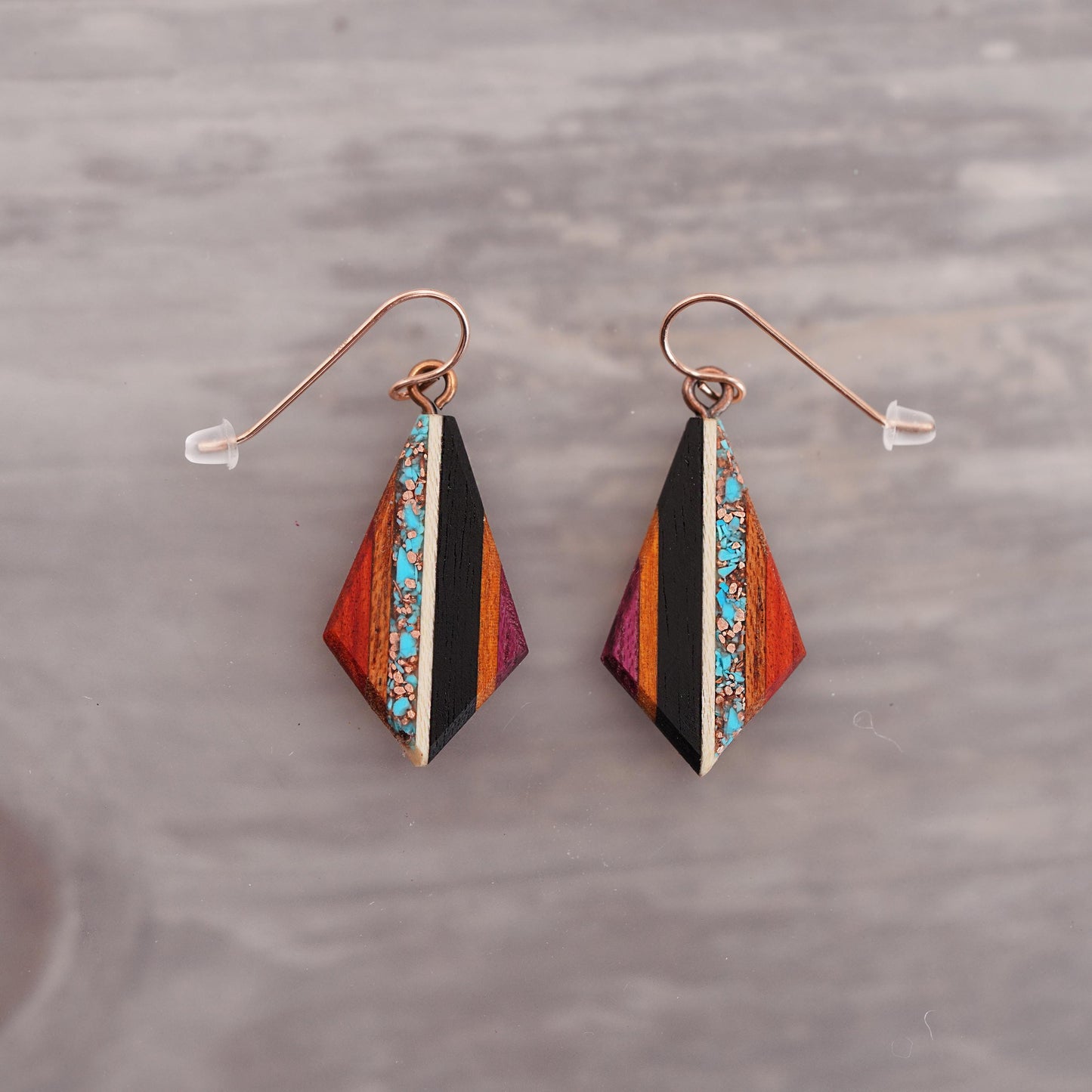 Recycled Copper and Turquoise Teardrop Earrings