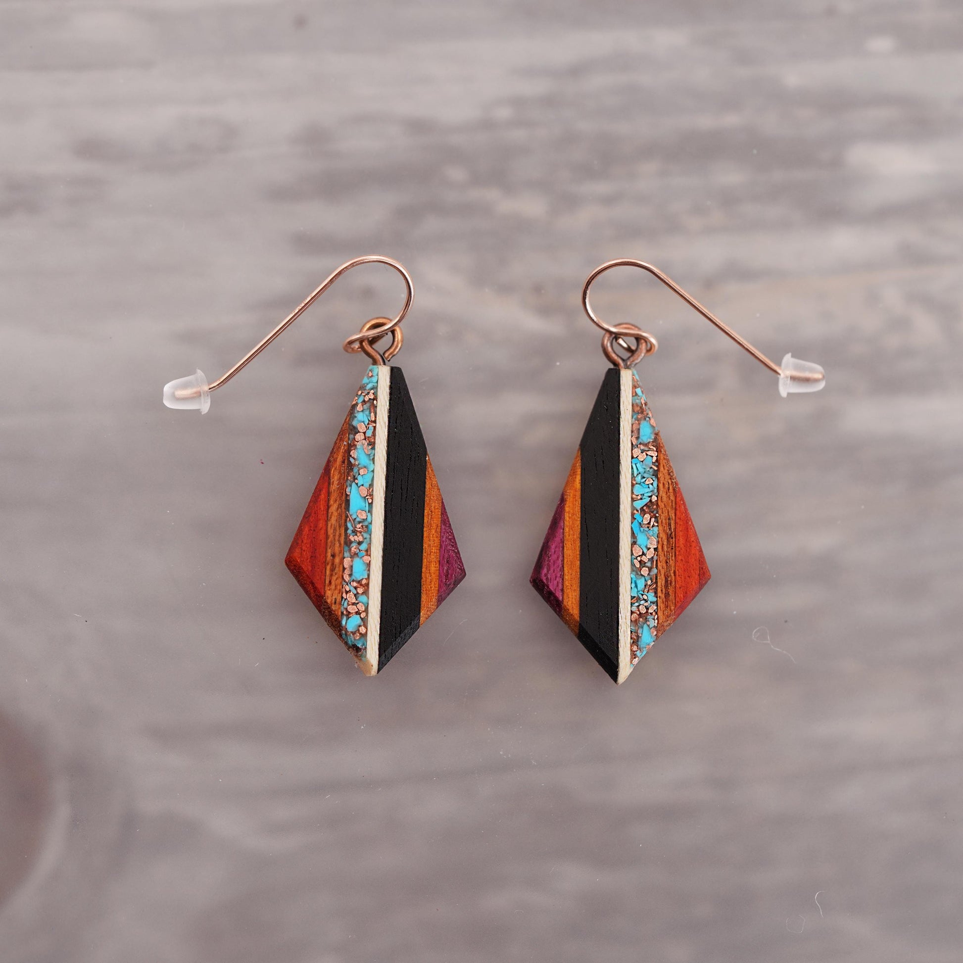 Recycled Copper and Turquoise Teardrop Earrings