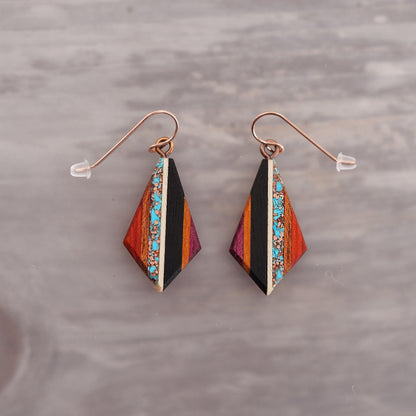 Recycled Copper and Turquoise Teardrop Earrings