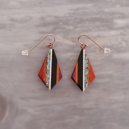 Recycled Copper and Turquoise Teardrop Earrings
